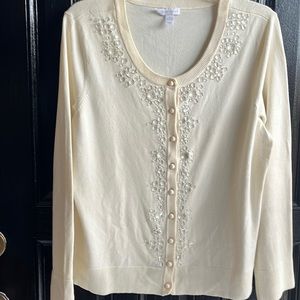 Charter Club Crystal Embellished Button Front Cardigan.